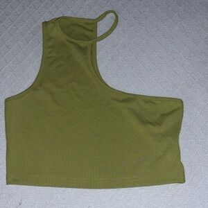 SHEIN Olive Green Asymmetrical Crop Top